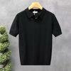 Amerikanisches Retro Locker Gestricktes Poloshirt für Herren Sommer Retro Umlegekragen T-Shirt Atmungsaktiv Old Money Stil Kurzarm
