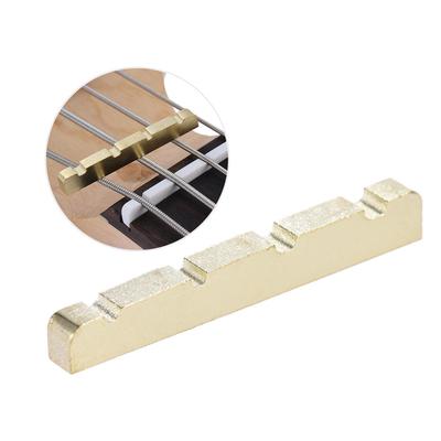 Vorgeschlitzter Messing-Saitensattel für 4-saitige E-Bass-Gitarren-Ersatzteile, 38 x 3,6 x 6,3–4,8 mm