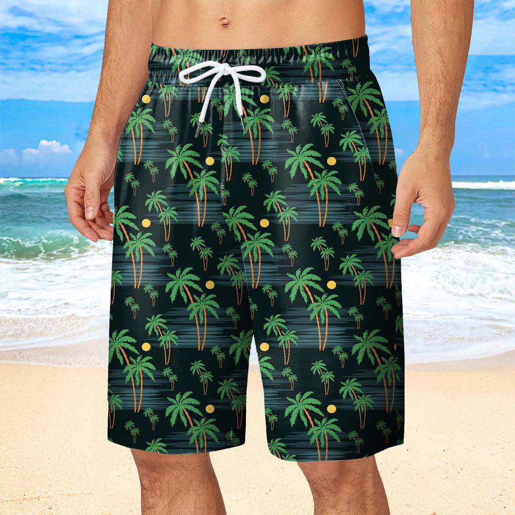 Summer 3D Tropical Plants Flower Print Shorts Fashionable Casual Beach Men's Shorts