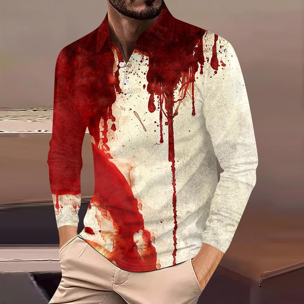Herren Abstrakt 3D-bedrucktes Lässiges Alltags Langarm Button-Down POLO