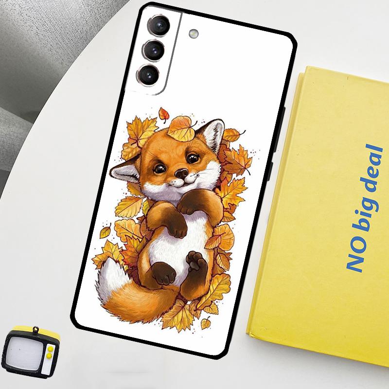 Autumn Leaves Fall Fox Phone Case For Samsung Galaxy S25 Ultra S20 S21 S22 S23 Plus S9 S10 S25 FE S24 Ultra Cover