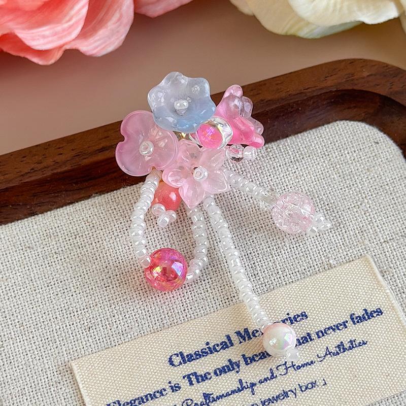 Beaded Floral Shoe Clips Colorful Flower 3D Tassel Shoe Diy Decorations For Woman Korean Jelly Shoes Accessories