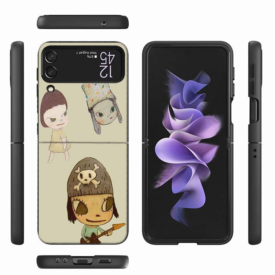 Cute Nara Yoshitomo Art Phone Case For Samsung Z Flip 6 7 5G Z Flip 5 Galaxy Z Flip 3 4 5G ZFlip Shockproof Hard Cover TPU PC Co