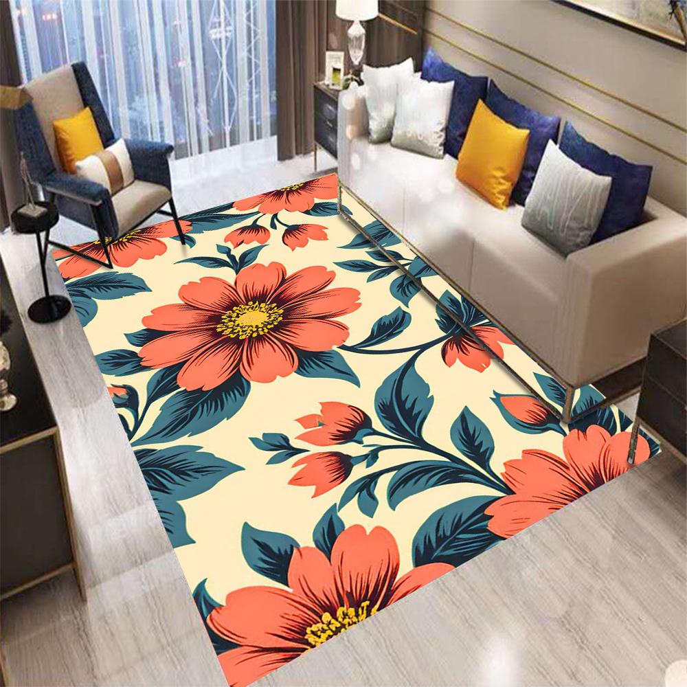 Retro Bohemian Style Color Flowers Carpet Living Room Sofa Bedroom Kitchen Entrance Door Mat Non-Slip Home Decor Rug