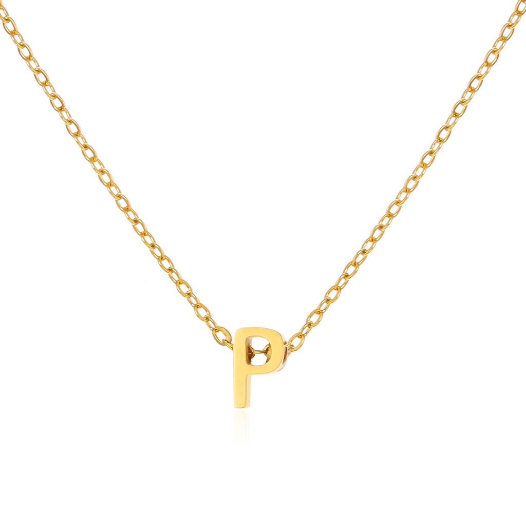 Simple Stainless Steel A-Z Initial Letter Necklaces for Women 26 Alphabet Pendant Clavicle Chain Choker Birthday Party Jewelry
