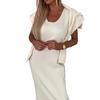 High Neck Long Knit Sweater Dress Two-Piece Set for Autumn/Winter
