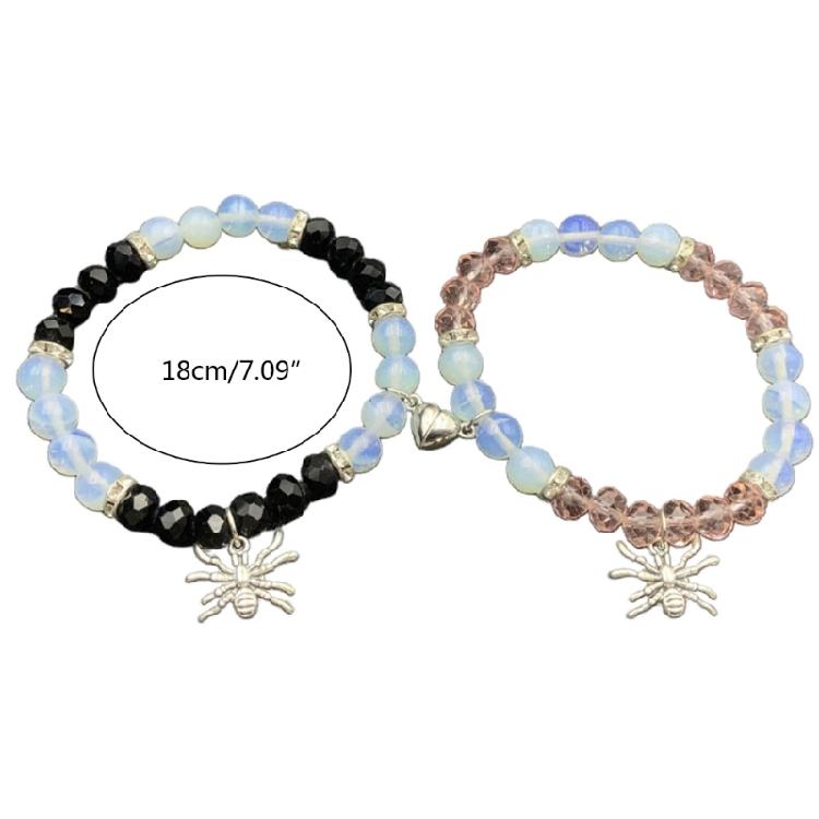 2 Pieces Halloween Spiders Bracelets for Women Men Magnetic Heart Couple Bangle