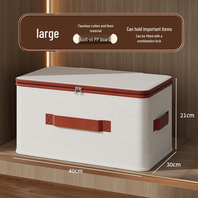 Tianshan Cotton Linen Foldable Storage Box - Moisture & Dust-Proof Wardrobe Organizer