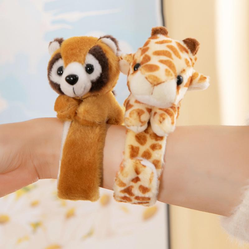 Leopard Print Tiger Plush Snap Bracelet - Cute Zoo Gift for Kids
