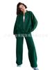 2024 Spring and Autumn Sweater Two-piece Women's Clothing European and American Cross-border Trend Fashion Casual Zipper Cardigan Trousers