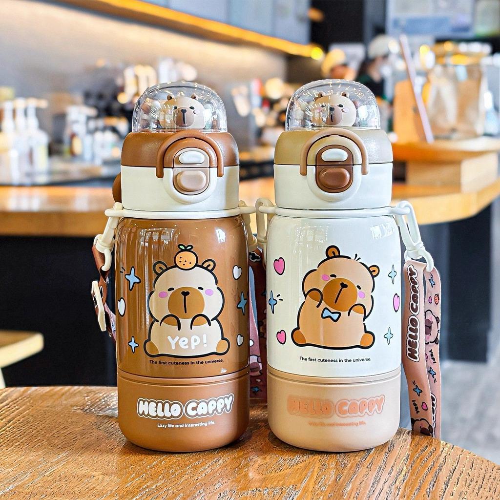 400ml Capybara Stainless Steel Coffee Cup Travel Thermal Mug Leak-proof Bottle Tea Coffee Mug Insulated Cup Gift Back To School