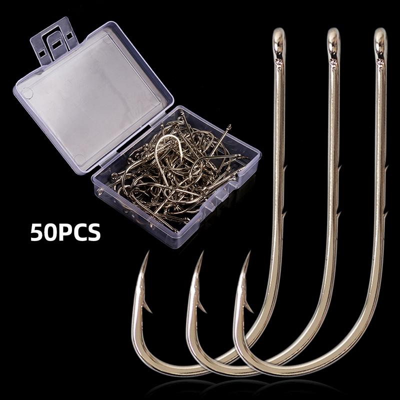 50Pcs Fishing Hooks Fly Fishing Accessories Set Barbed Single Circle Carp Hook High Carbon Steel Sea Fishinhook Metal Is Durab