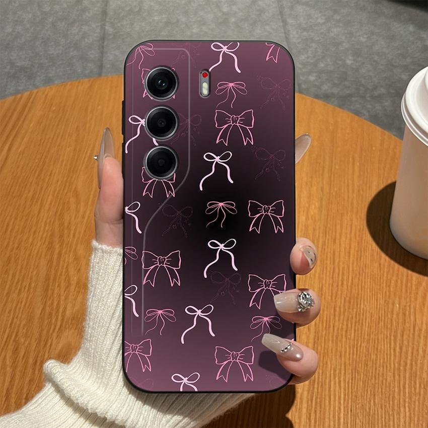 For Tecno Camon 40 20 19 17 16 15 Pro Premier 18P 16S 17T Phone Covers Matte Silicone Lovely Bow Lightweight Anti Drop Cases For Tecno Camon18i Bumper