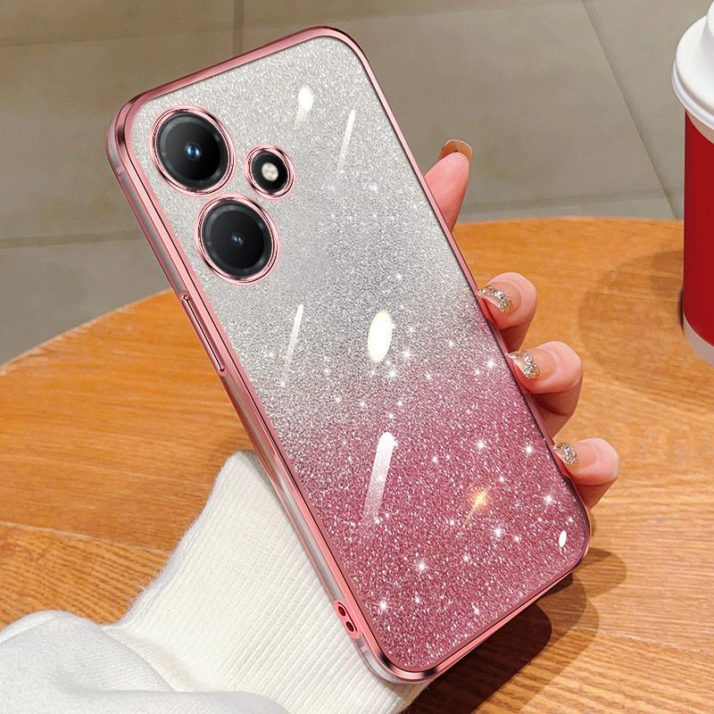 KEYSION Luxury Plating Glitter Phone Case for Infinix Hot 30i 30 Transparent Soft TPU Shockproof Back Cover for Infinix Hot 30 30i
