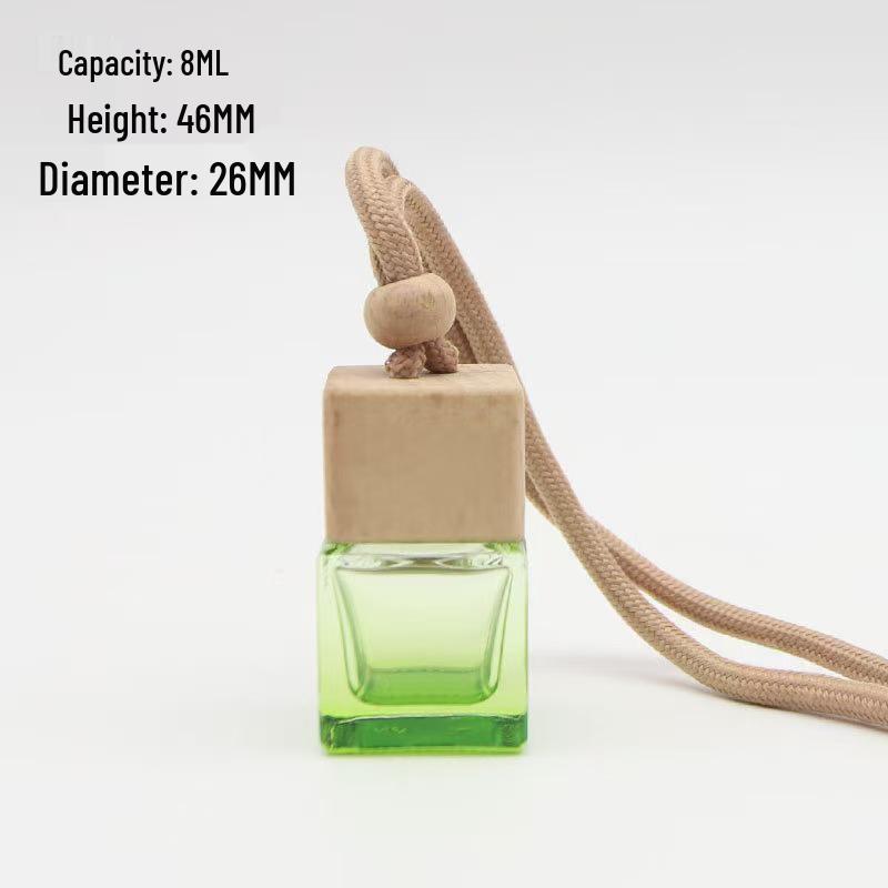 In Stock 8ml Square Car Aromatherapy Bottle - Transparent Glass Pendant Diffuser