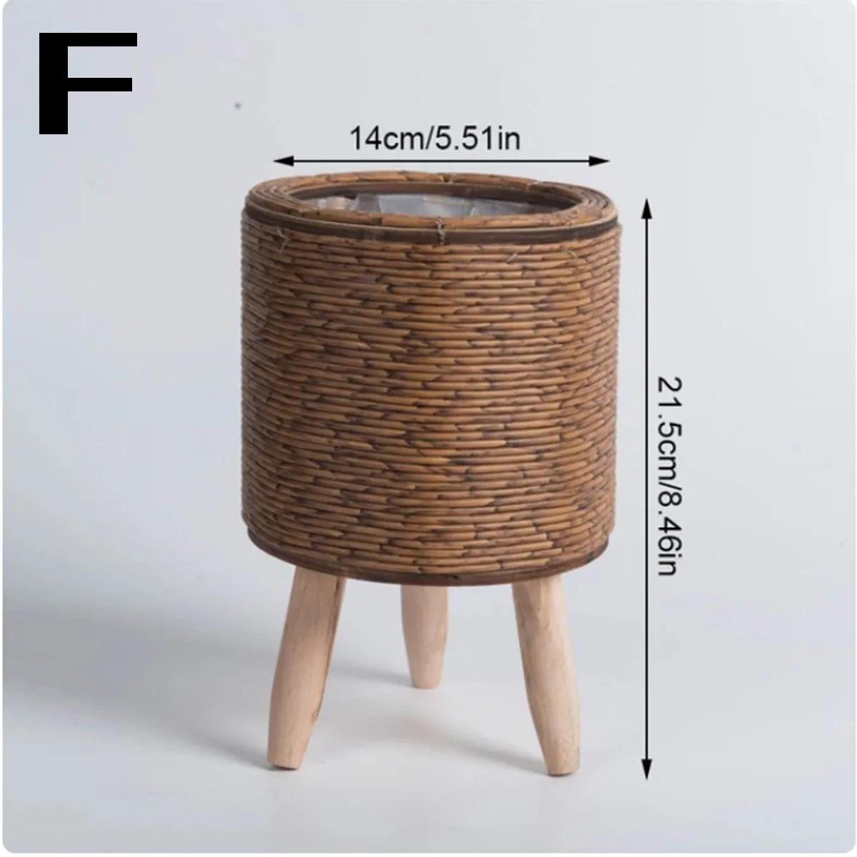 

Fashion Rattan Woven Flower Pot Creative Flower Planters With Removable Legs Durable Hand Wove Plant Stand