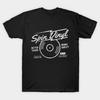 Men Black Print T-shirt Spin Vinyl Retro Record No-Cut Transfer Paper Print Cotton Tshirt