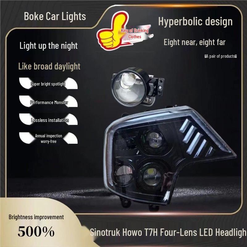 Compatible with Sinotruk Howo T7H Headlight Assembly: T5GTX Front Lights with Four Low Beams & Eight High Beams Eight high beams left