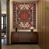 Boho Hippie Wall Tapestry Indian Bohemian Tapestry Art Decoration Retro Orange Mandala Flower Carpet Living Room Bedroom Home De