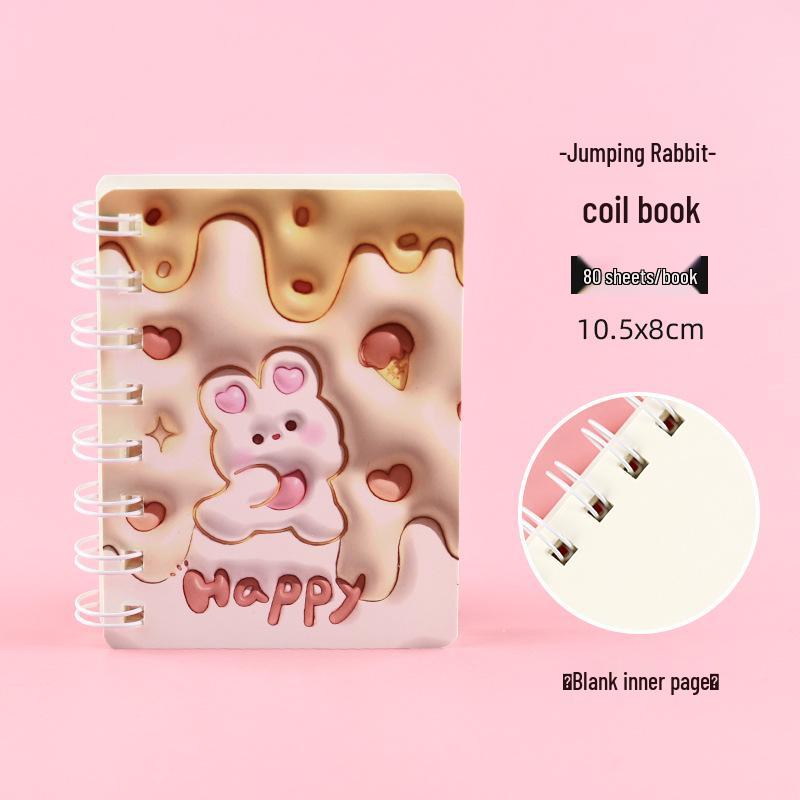Creative 3D Cute Rabbit Spiral Pocket Notebook - Ideal for Elementary Students