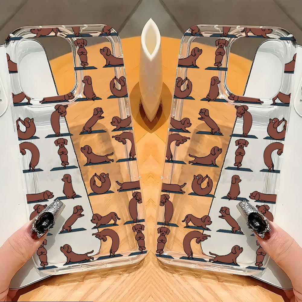 Dachshund Silhouette Dog Phone Case for Vivo Y17s Y78 Y77 Y36 Y35 Y02s V40 V29 V27 S15 4G 5G Pro Airbag Anti Fall Clear Cover