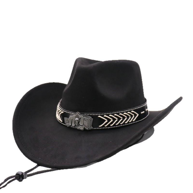 Popular European and American classic suede western cowboy hat, men's and women's fashion big-brimmed top hat shading