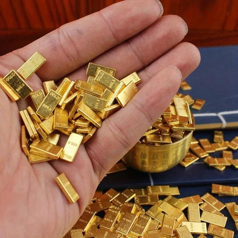 

50Pcs Mini Simulated Gold Bar ,Zinc Alloy Craft Home Desktop Decor Ornament Housewarming Gift Creative Accessories