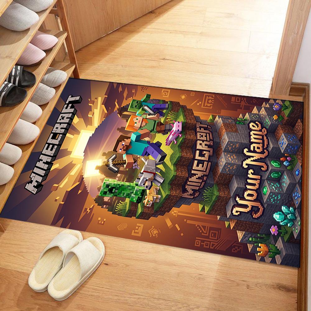 Minecraft Customize Your Name Carpet Perfect For Dormitory Playrooms Dining Room Game Room Antislip Rug Anime Office Decor Perfect Gift For Womenmen