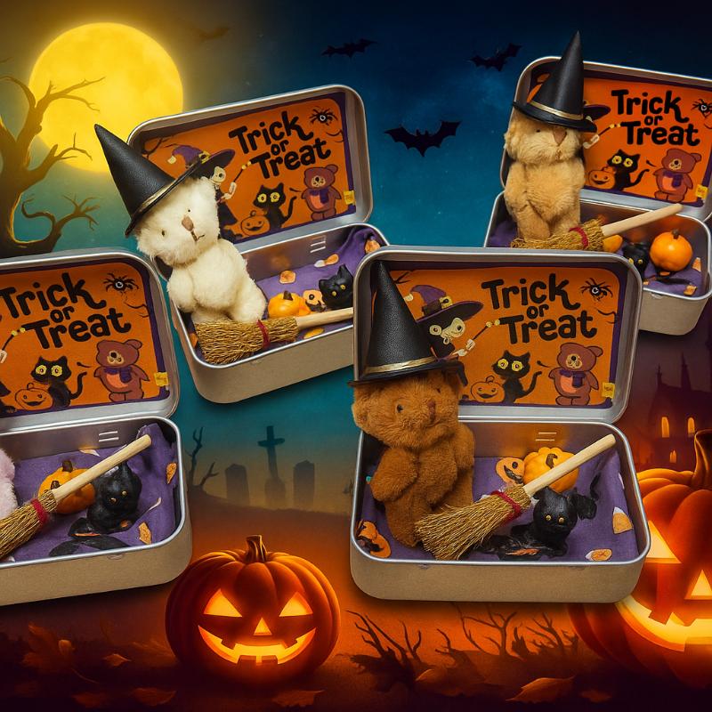 Creative Halloween Surprise Box Party Gift With Pre-Installed Pocket Bear Broom Pumpkin Candy Filling Toy Gift Box Set For Kids