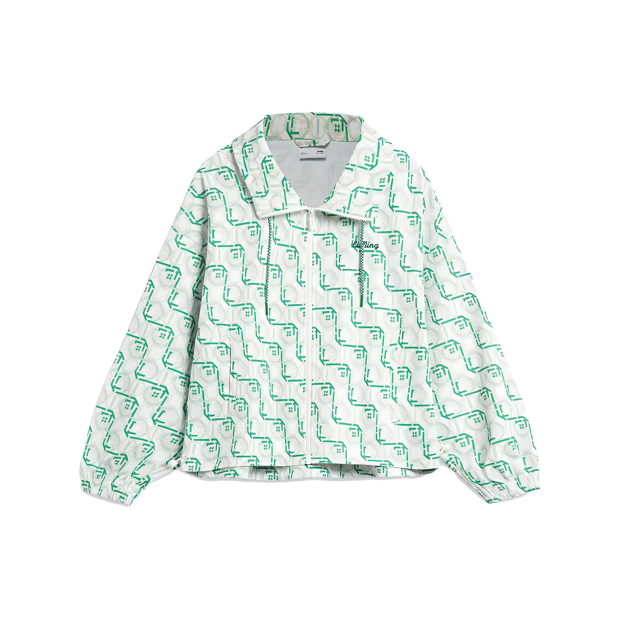 

Li-Ning Серия «Китайская культура» с полным принтом, спортивная ветровка, женская верхняя одежда, нефритово-морозно-зеленый AFDT376-3 L