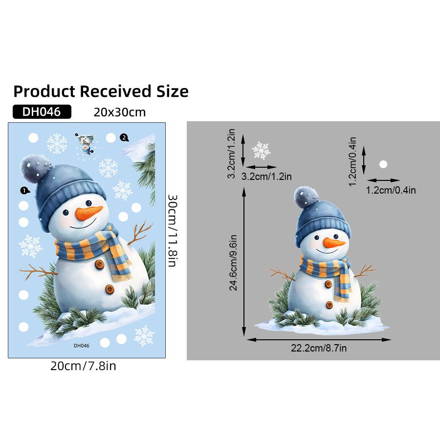 Christmas Snowflake Elk Snowman Glass Sticker Noel Ornaments Xmas Wall Stickers Merry Christma Decor Happy New Year Sticker
