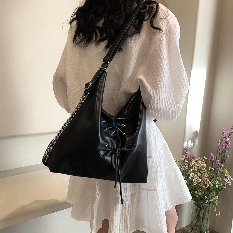 

Повседневная однотонная наплечная сумка для женщин, большая вместимость, мягкая полиуретановая внутренняя сумка с мягкой молнией