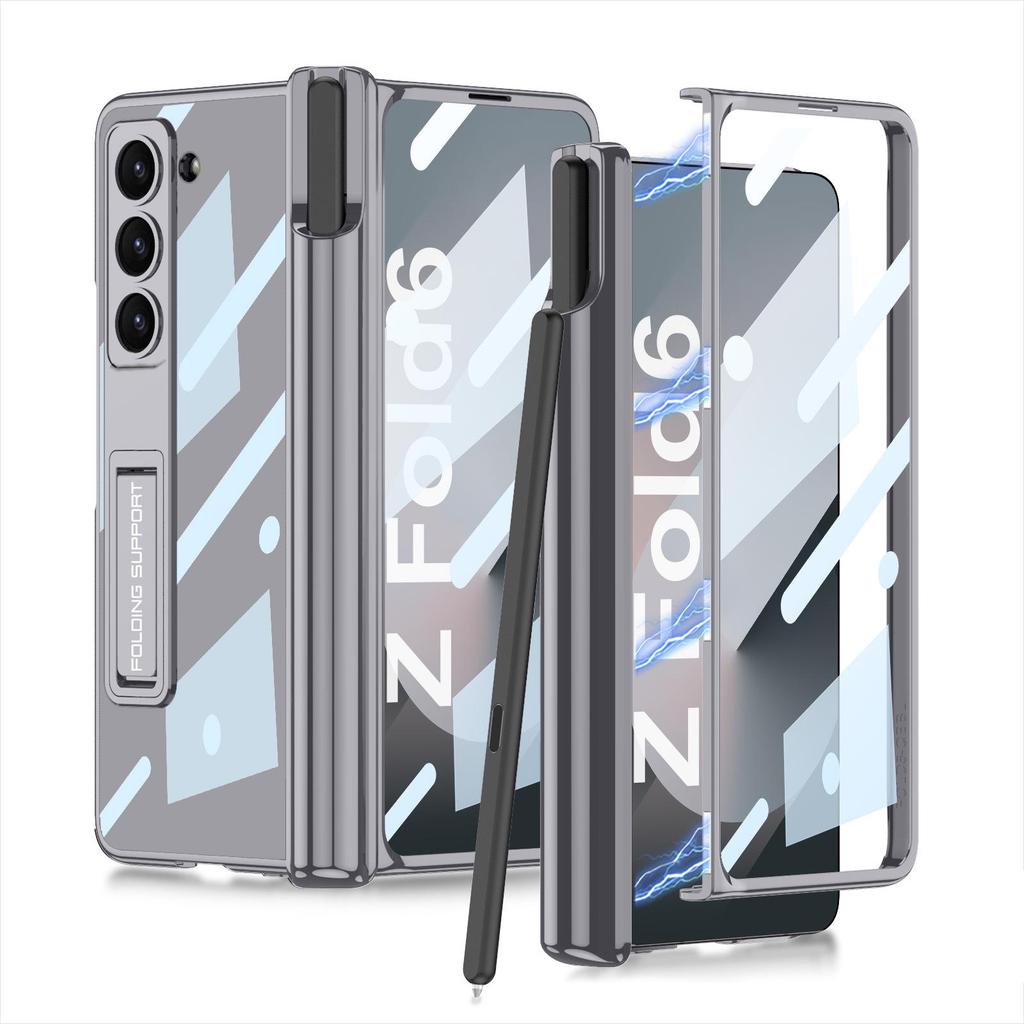Samsung Z Fold6 Transparent Magnetic Phone Case with Pen Holder