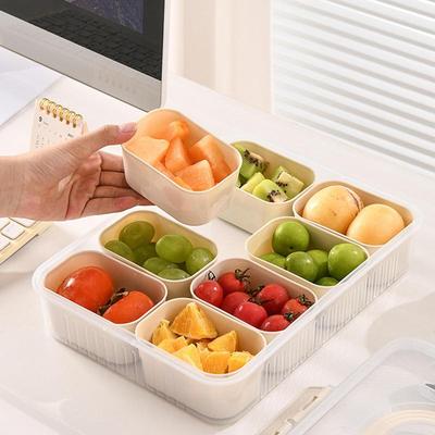 Fruit Storage Containers Snackle Box Container With Fork 8-Compartment Lunch Containers Vegetable Tray Portable Fridge Fruit