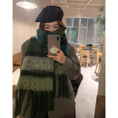 Striped Scarf Women's Autumn and Winter High-end Sense Mohair Color Warm Versatile Shawl Atmosphere Scarf Tide