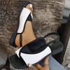 2024 Women's Plus Size Toe-Ring Flat Sandals with Square Toe and Elastic Back