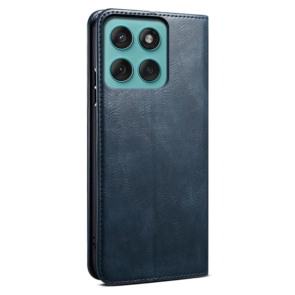 Für Motorola Moto G56 5G Hülle Crazy Horse Textur Wachsleder Brieftasche Ständer Handyhülle