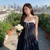 Polyester Lace Splicing Strap Dress With Slim Fit For Summer Fashion