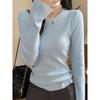 Front Shoulder Slim-fit Basic Sweater Women's Spring Round Neck Slim Inner Bottoming Shirt Simple Versatile Top