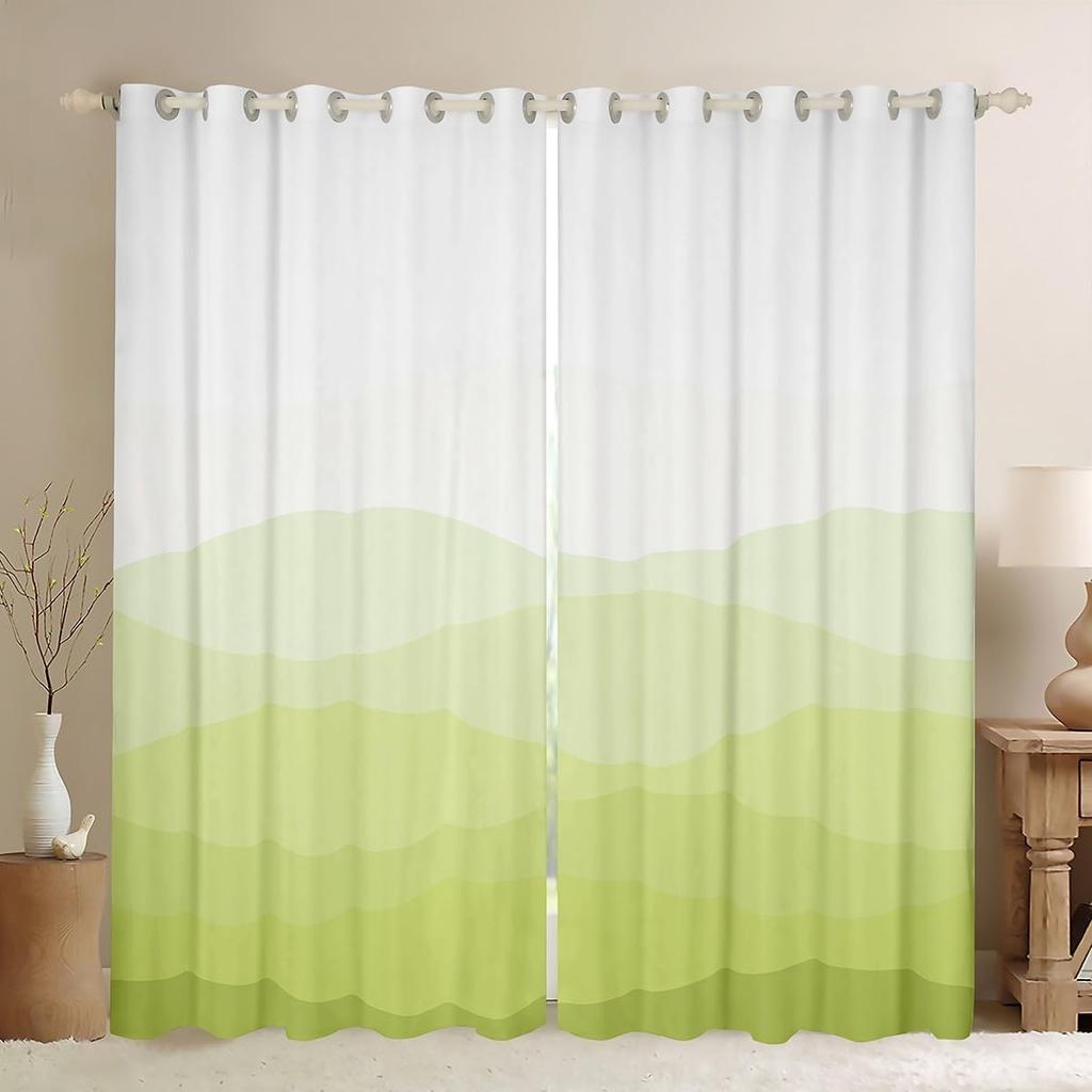 Wave Gradient Curtain Panel Ombre Window Women Teen Room Dorm Abstract Geometric Treatments Drapes With Light Blocking Polyester