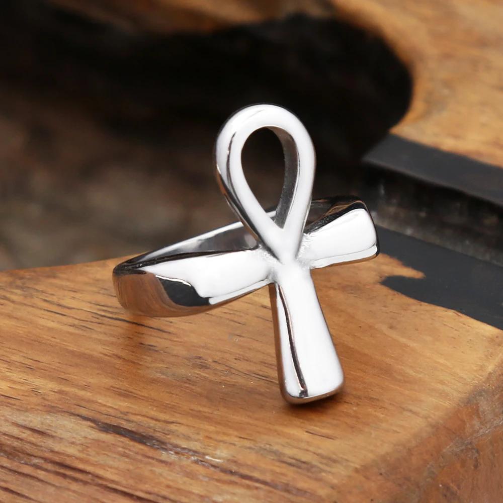 Egyptiske Ankh Fingerringer i Rustfritt Stål for Menn Kvinner Punk Hip Hop Korsring Mote Smykketilbehør Gaver Dropshipping