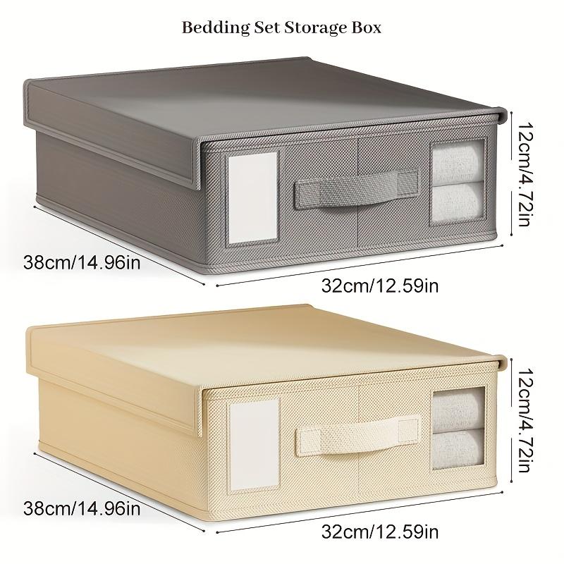 4pcs Bedding & Linen Storage Organizer Set with Viewing Window - Foldable, Pillows, and Duvet Covers - Non-Woven Fabric, Under-Bed Storage