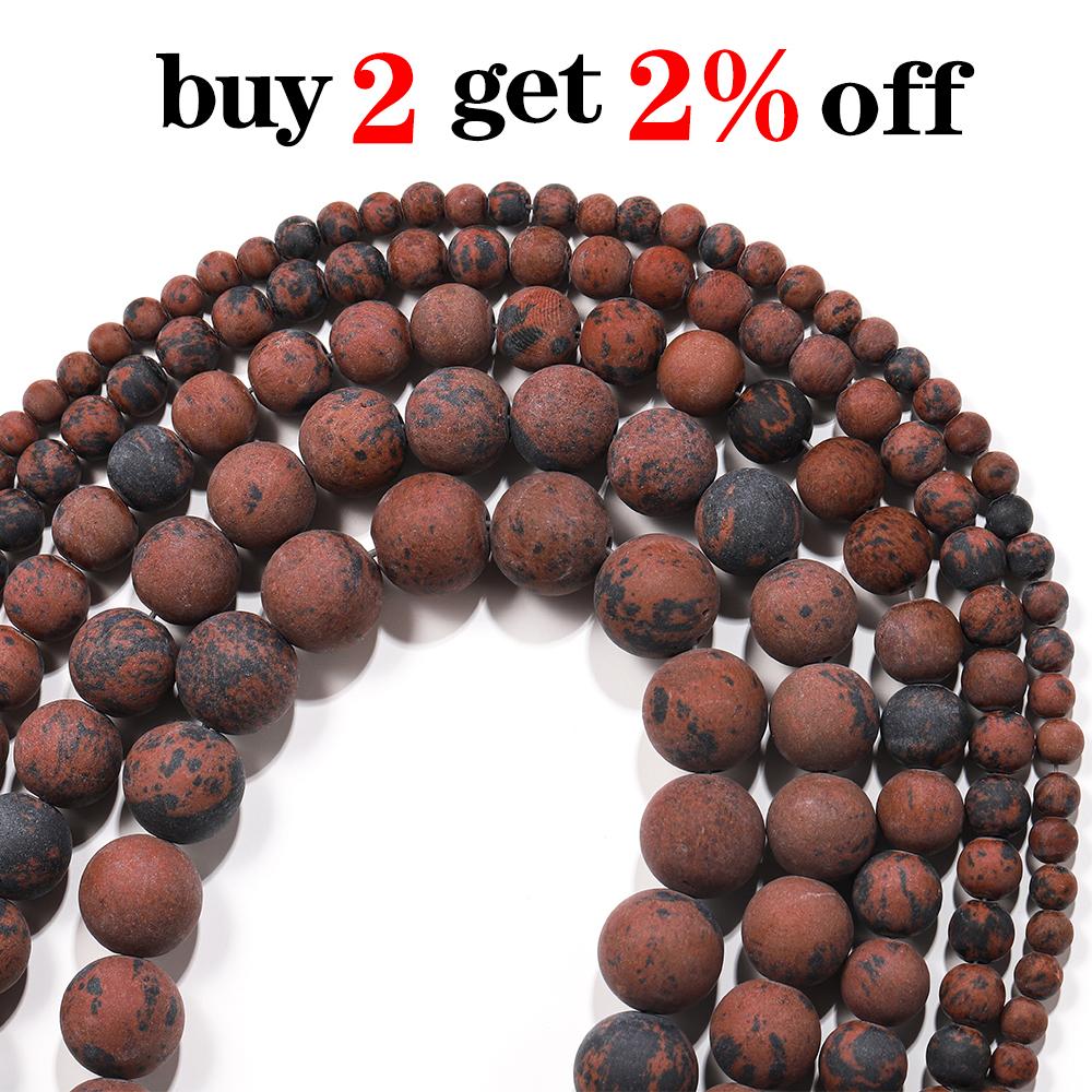 1strand/lot  4/6/8/10mm Matte Mahagony Swan Natural Stone Round Loose Beads For DIY Bracelet Jewelry Makings Supplies