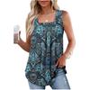 Women's Summer Sleeveless Square Neck Printed T-Shirt Temperament Comfortable Loose Tank Top