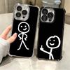 Funny Stickman Matchman Plating Phone Case For Iphone 16 17 Pro Max Air 16E 14 15 Plus 12 13 Mini Anti-Fall Airabag Cover