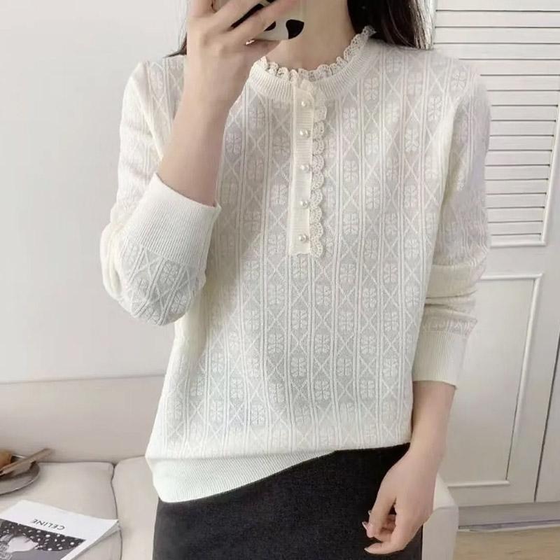 Top for Women Autumn Winter Large Size Loose Long Sleeve Knit Half-high Neck Pullover Sweaters Top