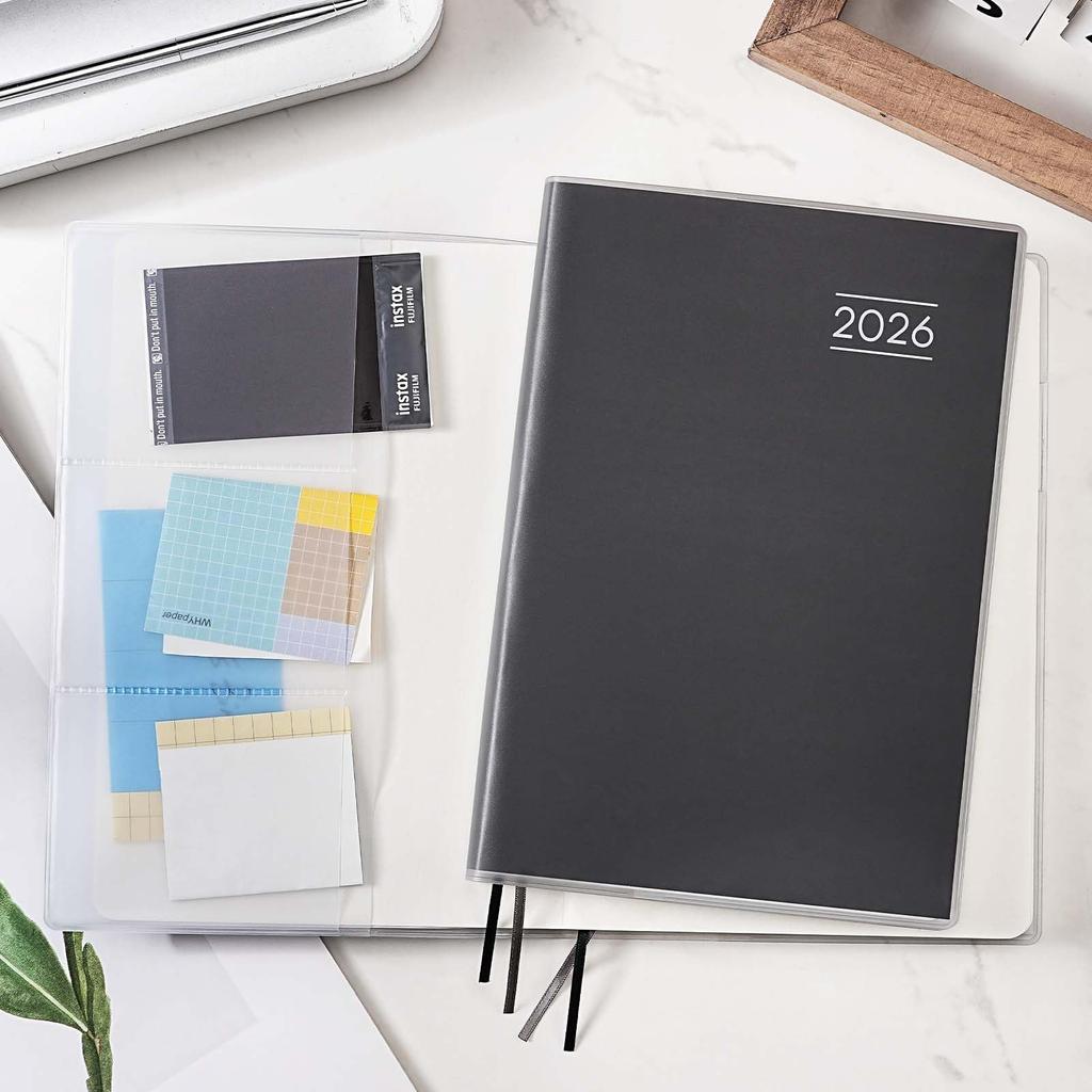 2026 A5 Weekly Diary with Monthly Black PVC Cover December Blocks, (Starts 2025)