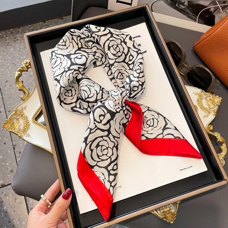 New Blue Silk Scarf Premium Women's Neck Scarf Spring and Autumn Retro Scarf Strap Bag
