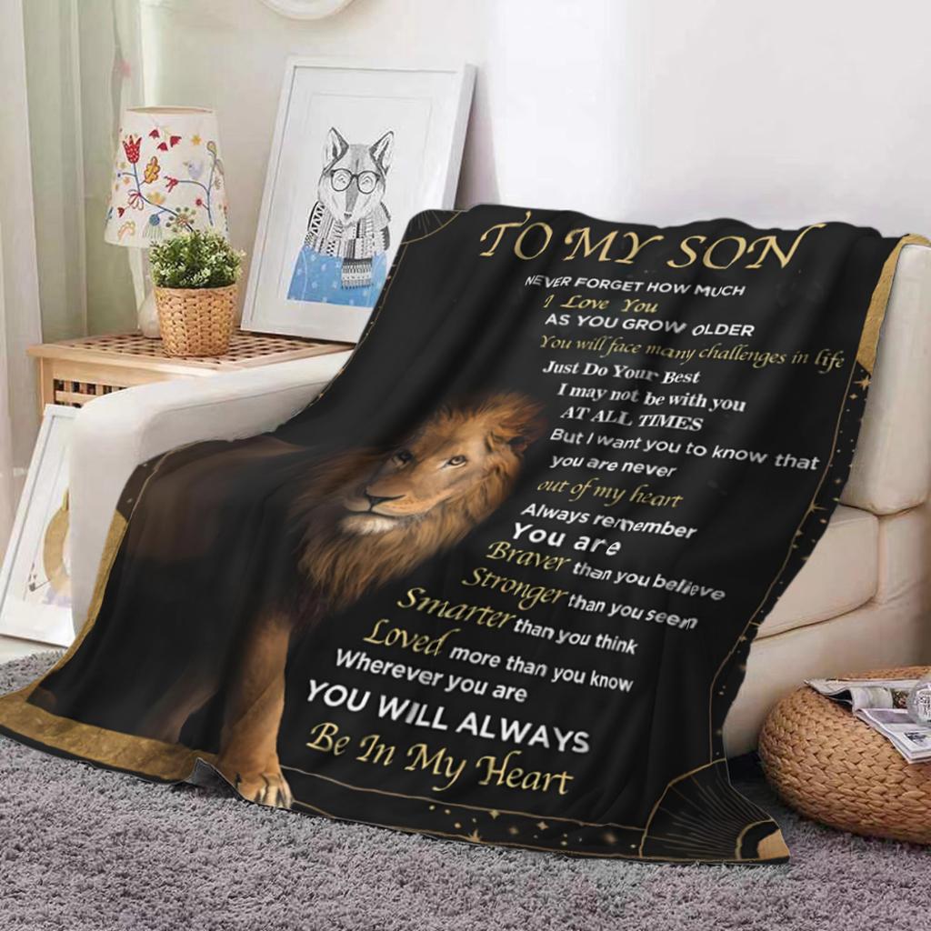 1 Envelope Printed Flannel Blanket Gift From Mom To Son, Blanket From Dad To My Son For Graduation Christmas, Birthday,