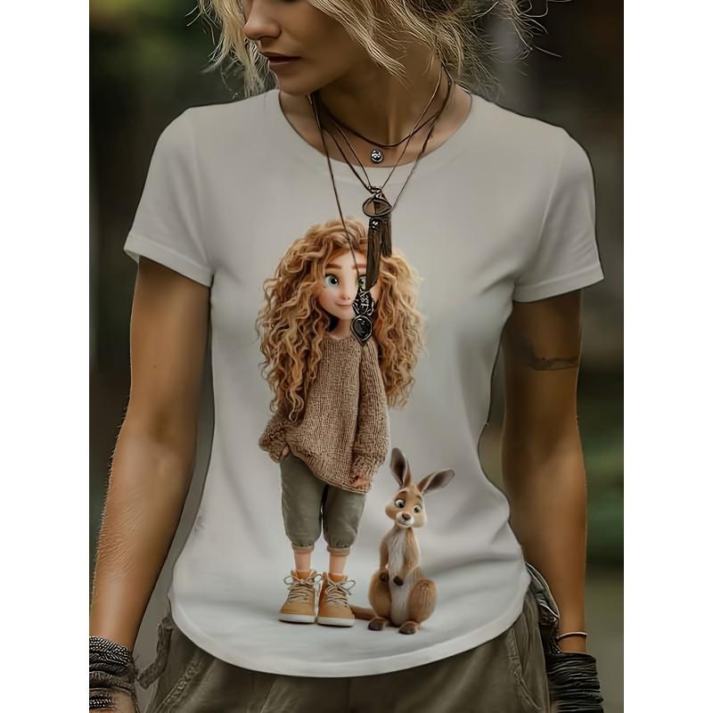 Streetwear Punk Style Graphic Tee Women - Comfortable Breathable Casual Round Neck Short Sleeve Top